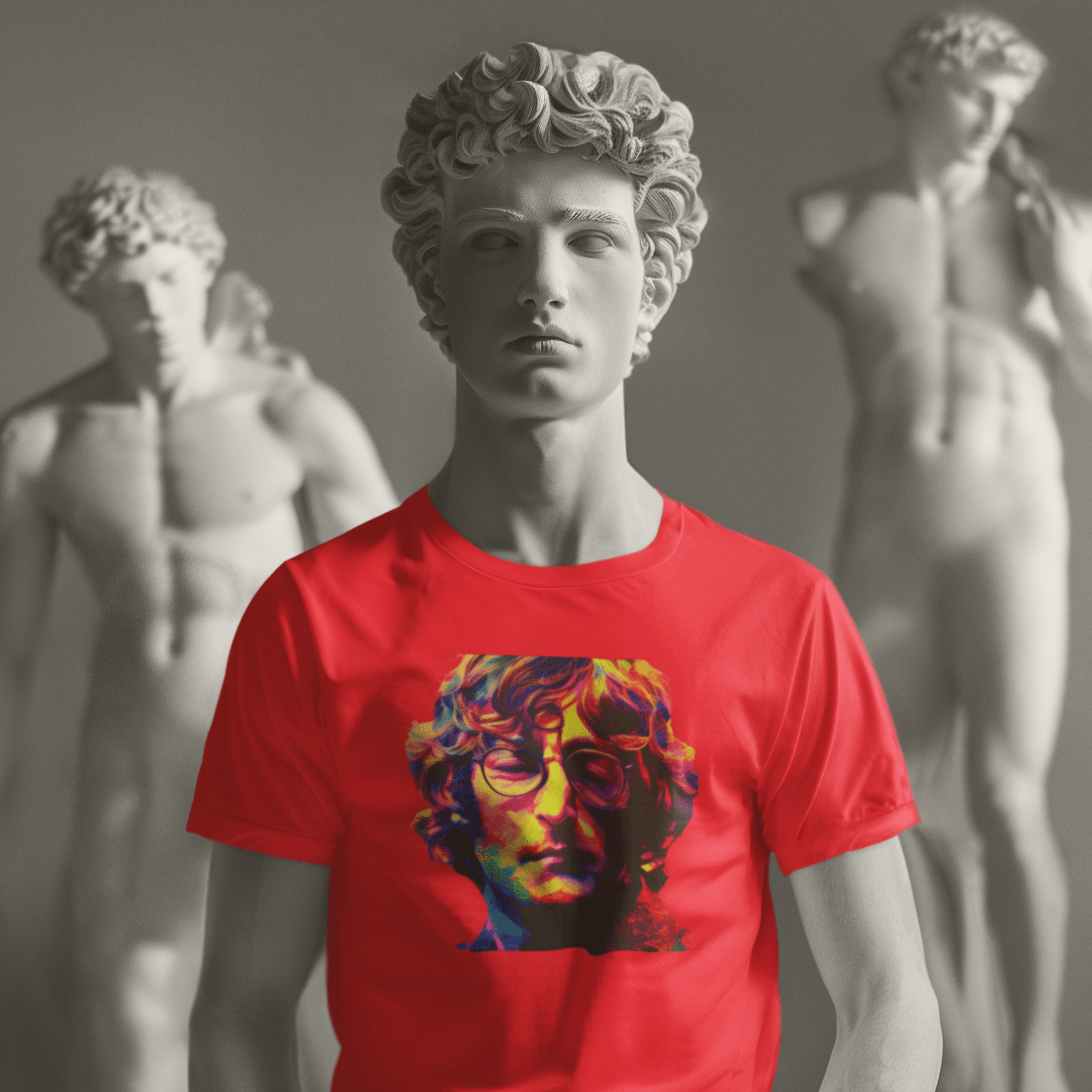 T-shirt with a portrait of John Lennon, a member of The Beatles.