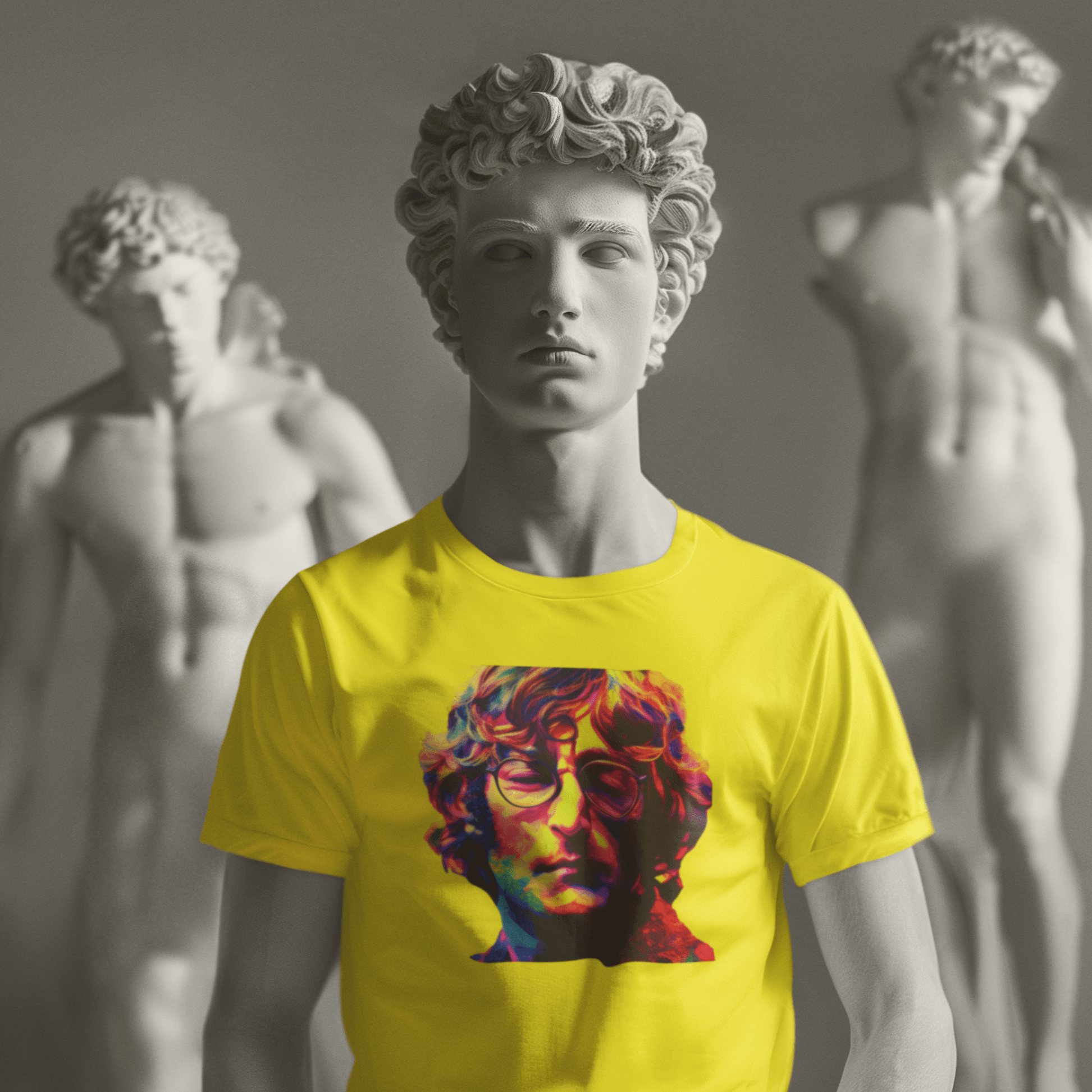 T-shirt with a portrait of John Lennon, a member of The Beatles.