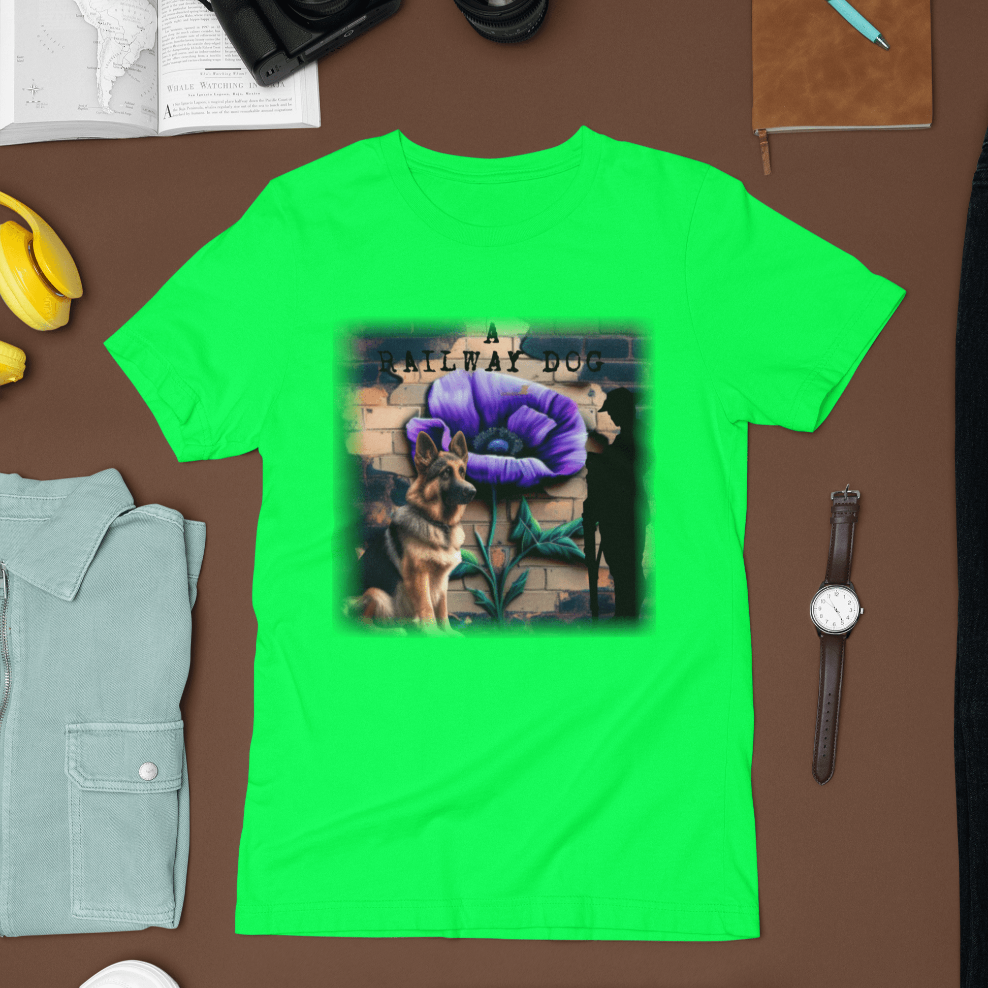 T-shirt featuring a German Shepherd working as a service dog