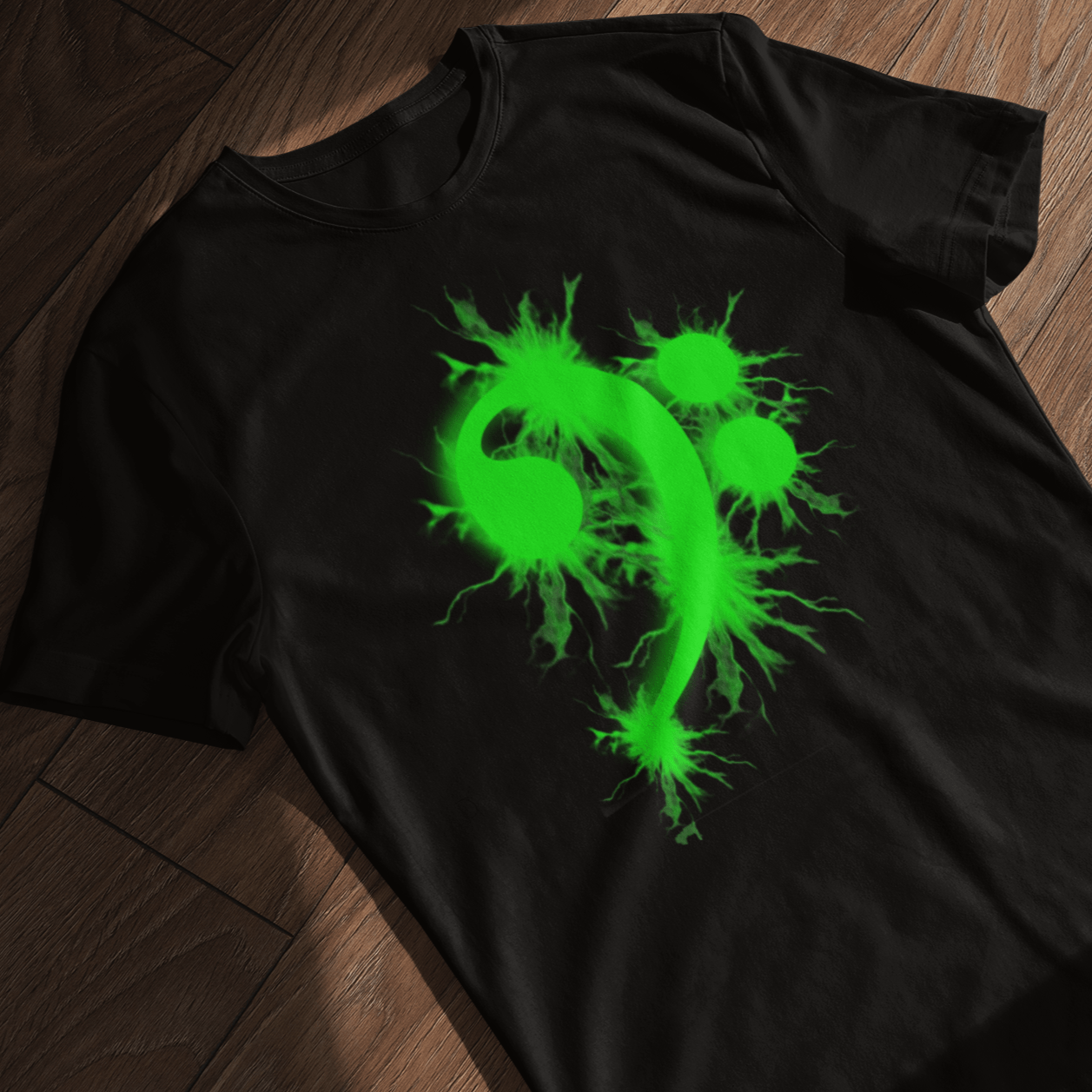 T-shirt featuring a musical symbol: a bass clef