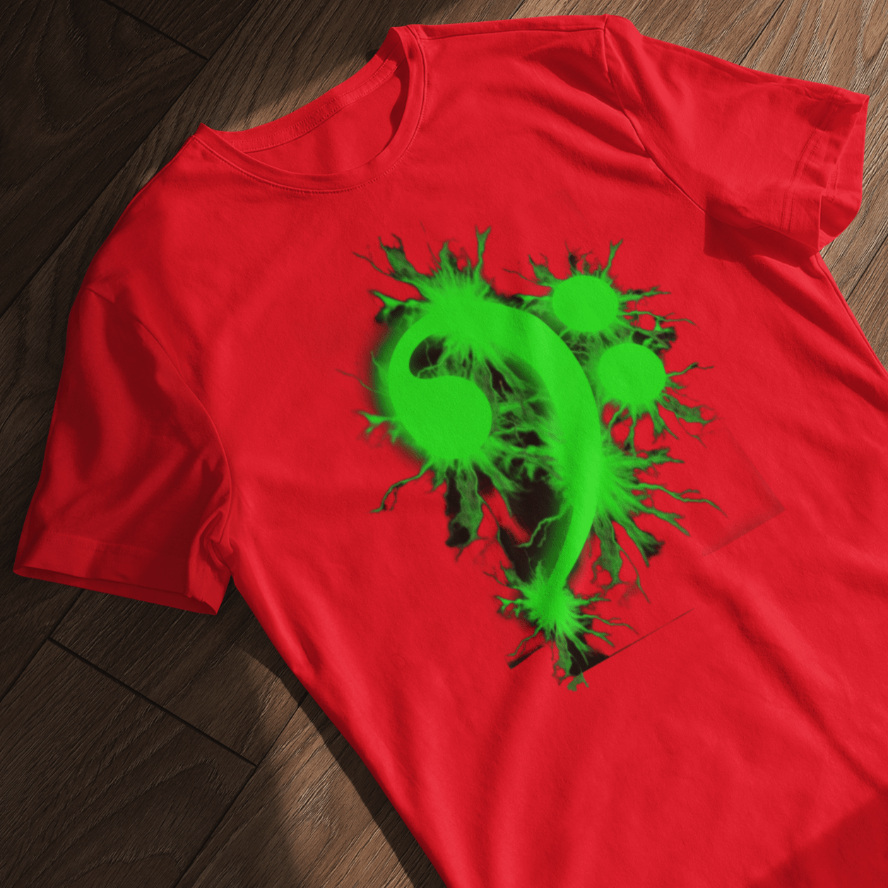 T-shirt featuring a musical symbol: a bass clef