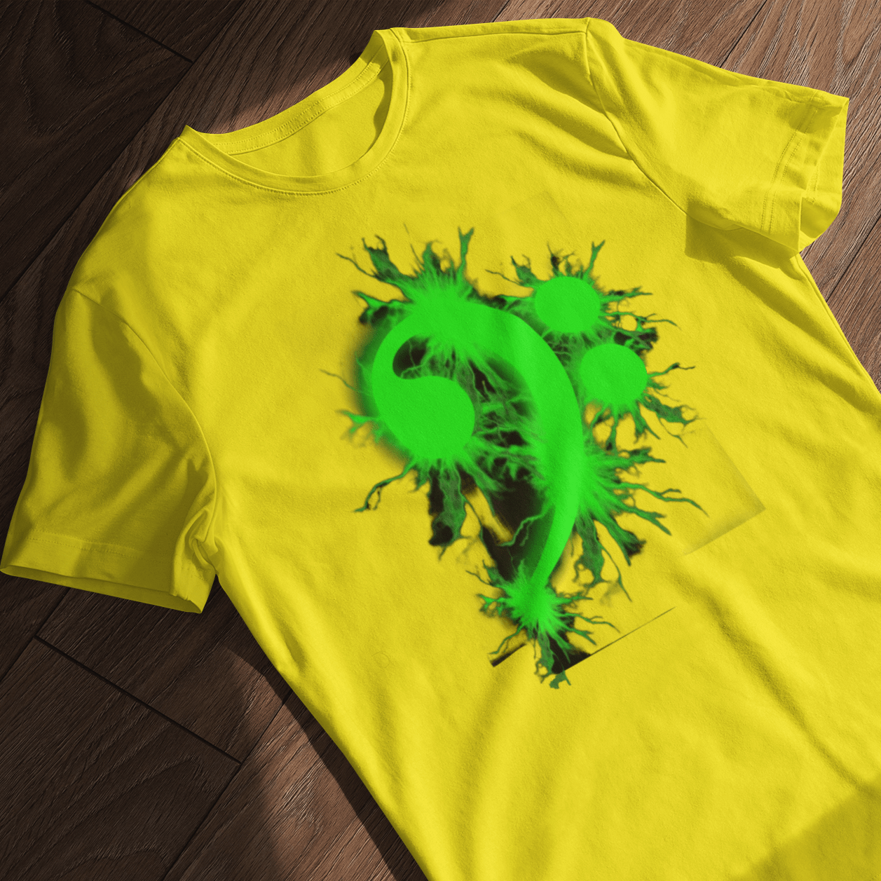 T-shirt featuring a musical symbol: a bass clef