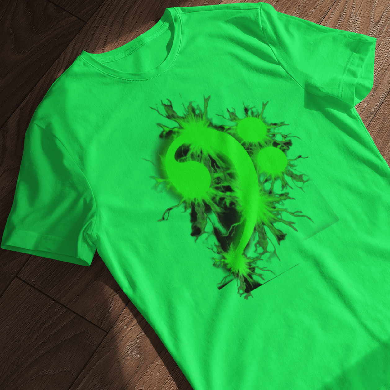 T-shirt featuring a musical symbol: a bass clef