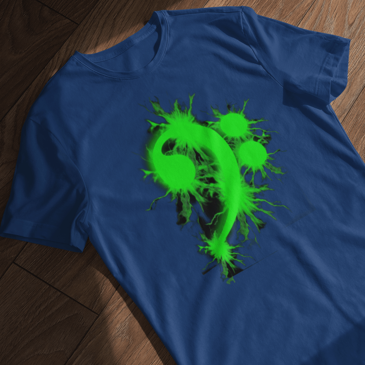 T-shirt featuring a musical symbol: a bass clef