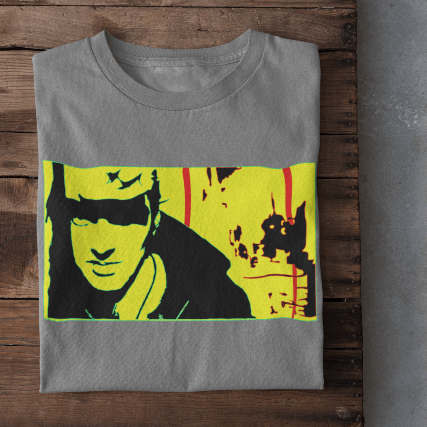 T-shirt featuring a portrait of Joe Strummer, lead singer of The Clash.