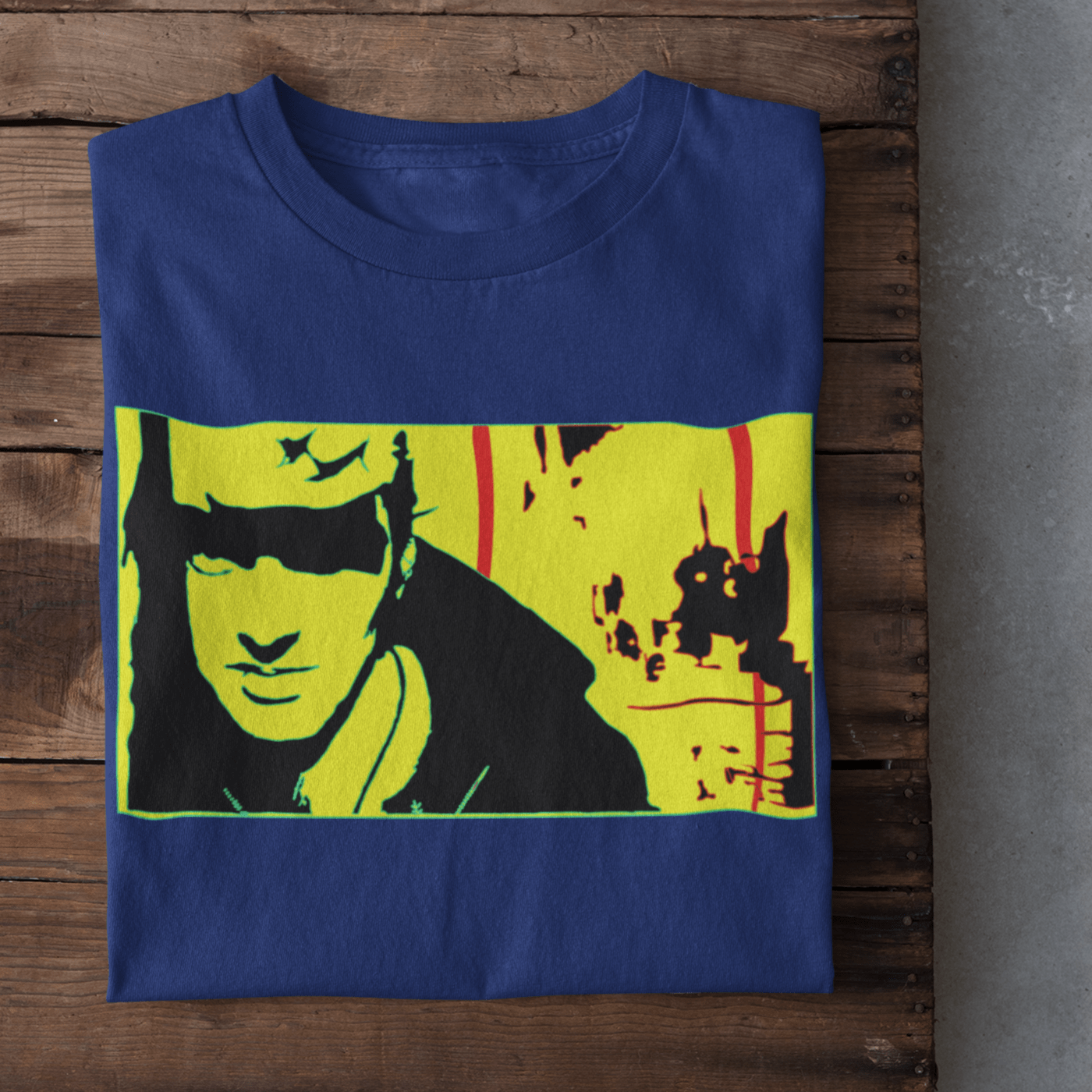 T-shirt featuring a portrait of Joe Strummer, lead singer of The Clash.