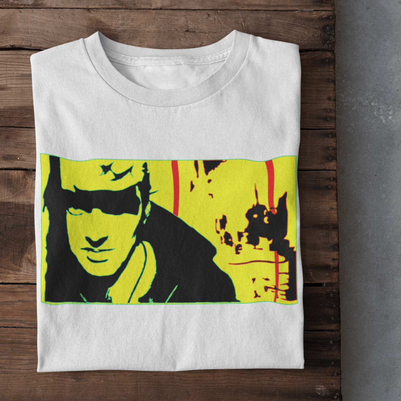 T-shirt featuring a portrait of Joe Strummer, lead singer of The Clash.