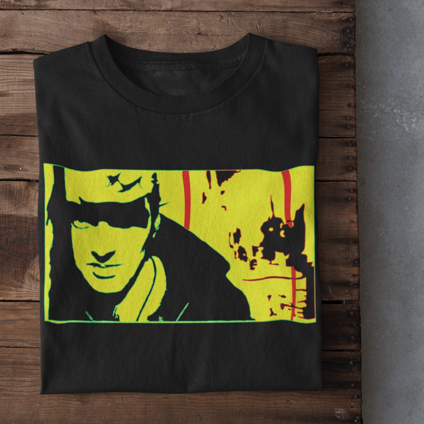 T-shirt featuring a portrait of Joe Strummer, lead singer of The Clash.