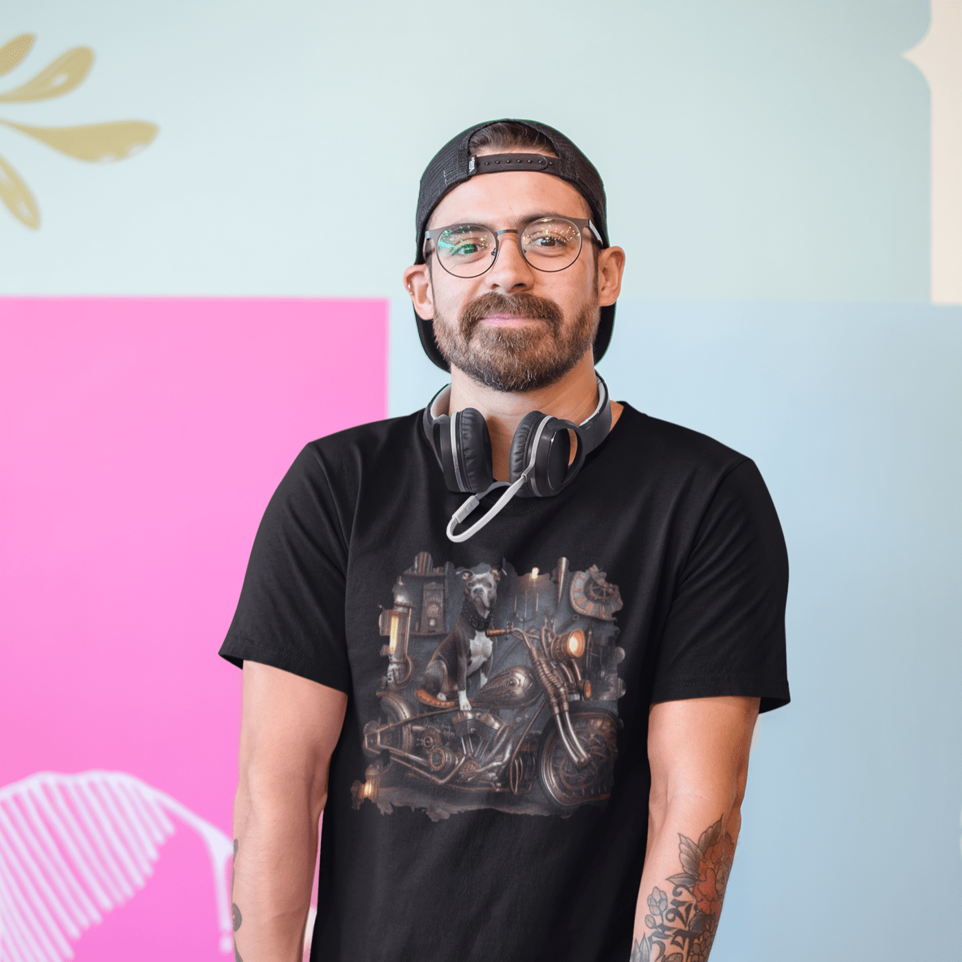 Steampunk Staffordshire Bull Terrier Custom Chopper T-Shirt