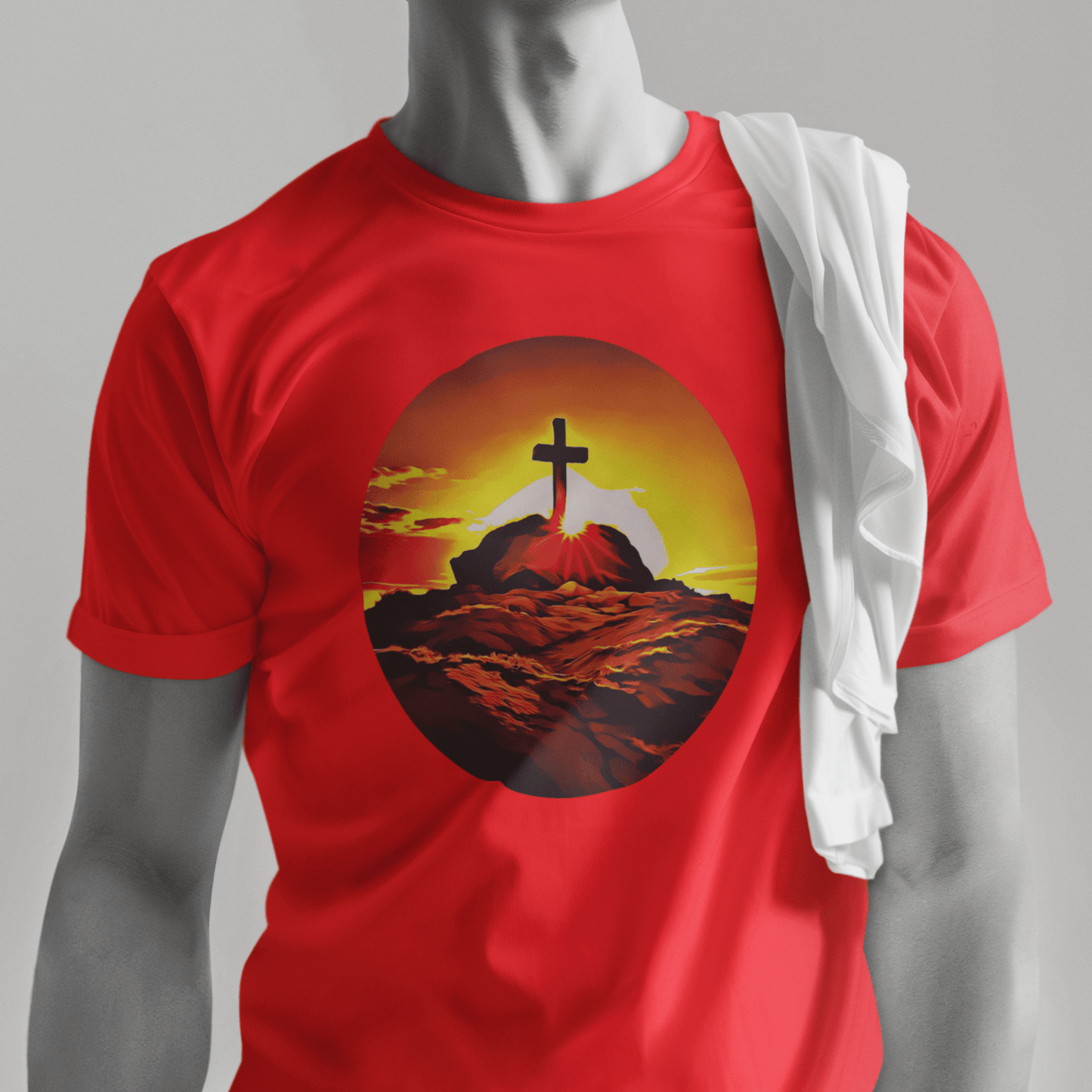 Graphic tee featuring a symbol of the Christian faith