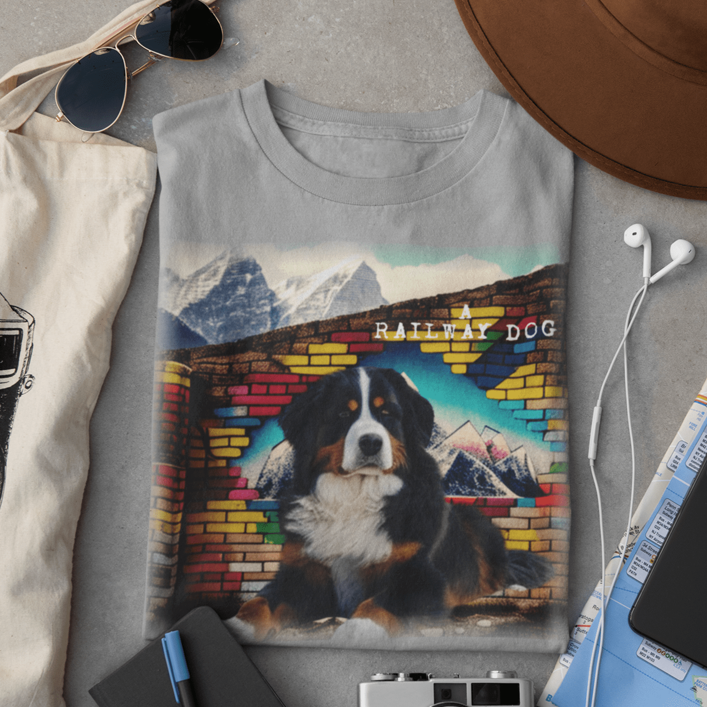 T-shirt featuring a Bernese Mountain Dog.