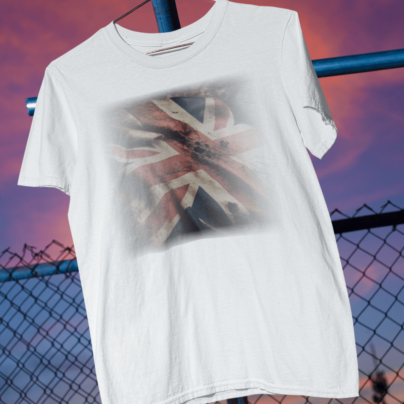 t-shirt with a distressed Union Jack design
