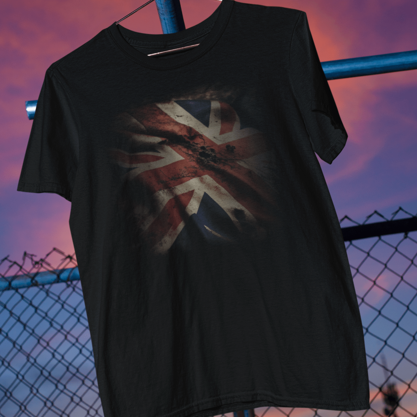 t-shirt with a distressed Union Jack design