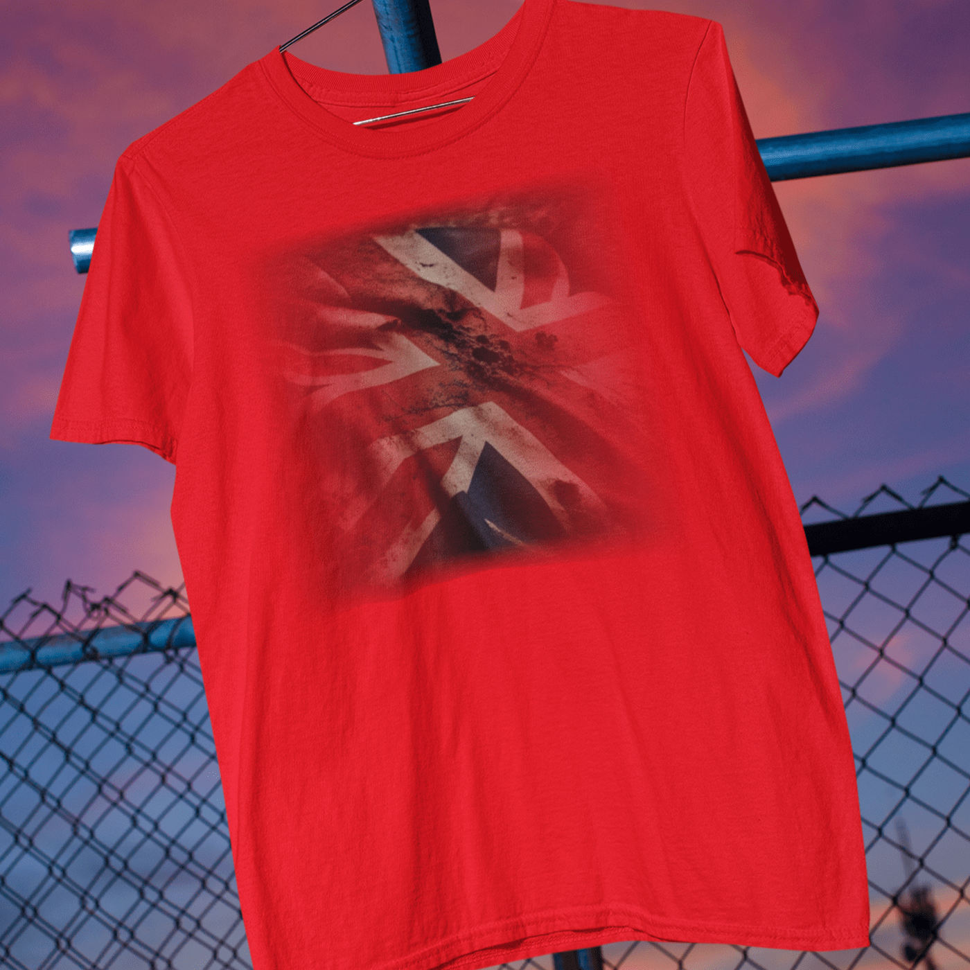 t-shirt with a distressed Union Jack design