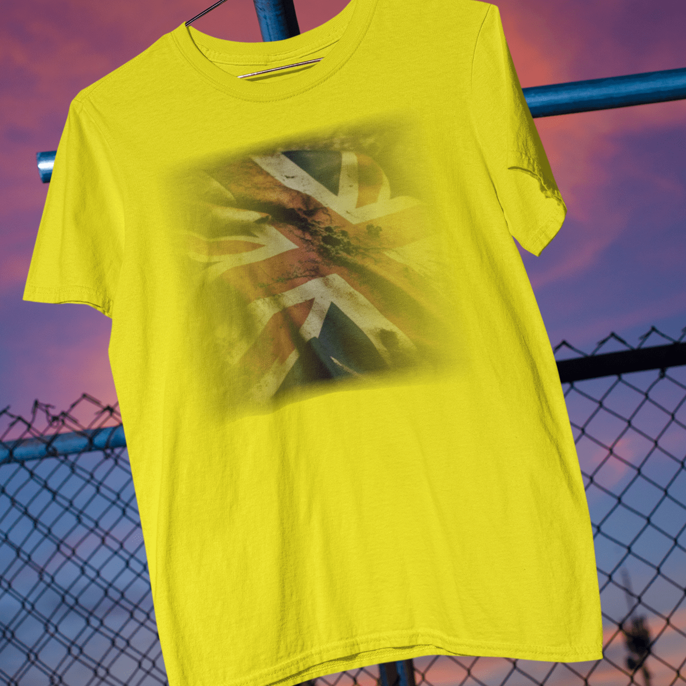 t-shirt with a distressed Union Jack design