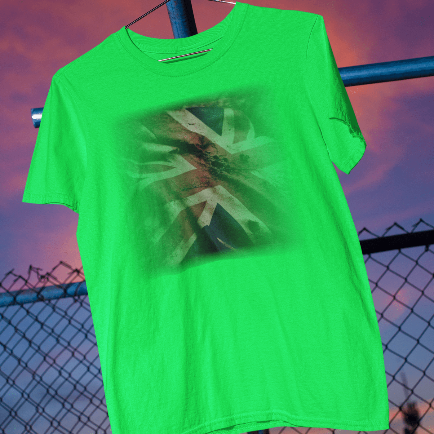 t-shirt with a distressed Union Jack design