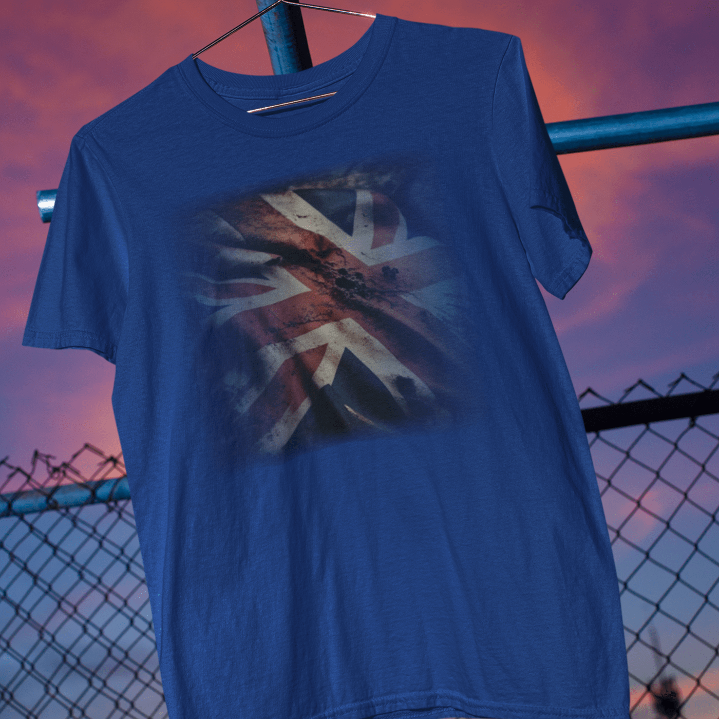 t-shirt with a distressed Union Jack design