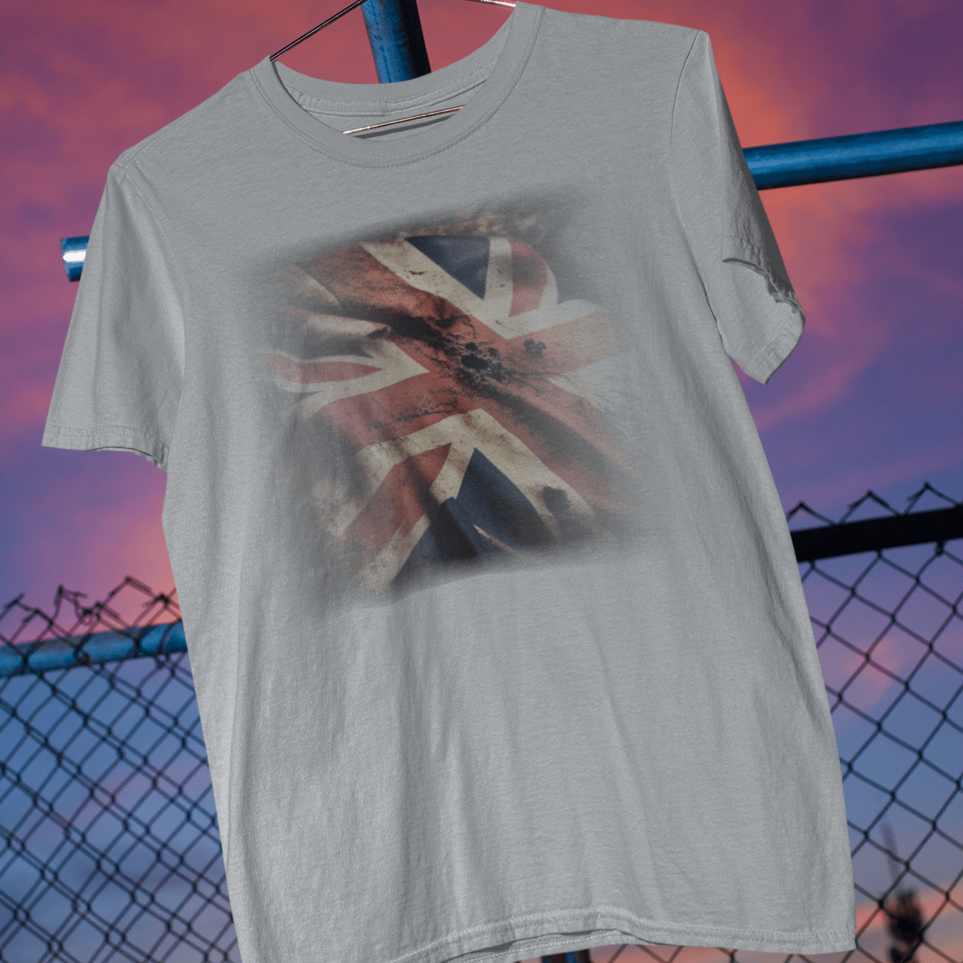 t-shirt with a distressed Union Jack design