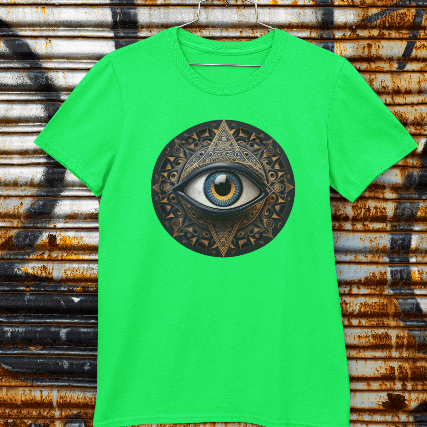 T-shirt with a third eye graphic.