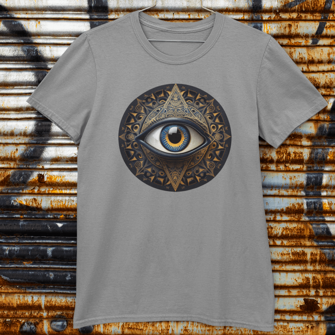 T-shirt with a third eye graphic.