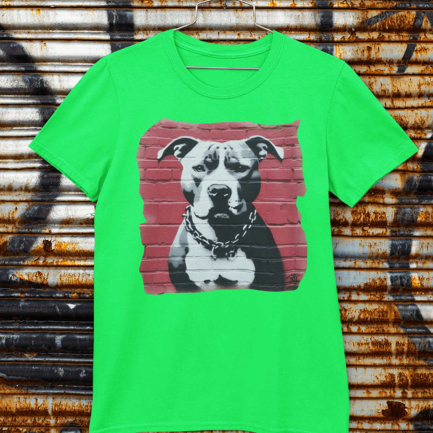 Graphic T-shirt featuring a Pitbull Terrier, showcasing a bold and artistic design that highlights the breed's strong and loyal characteristics.
