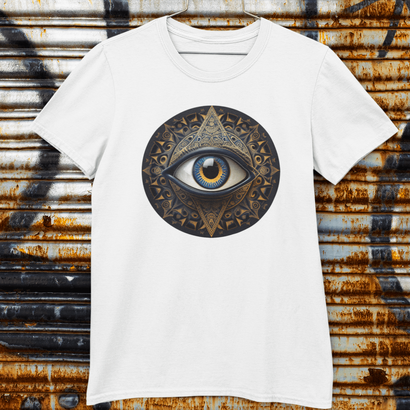 T-shirt with a third eye graphic.