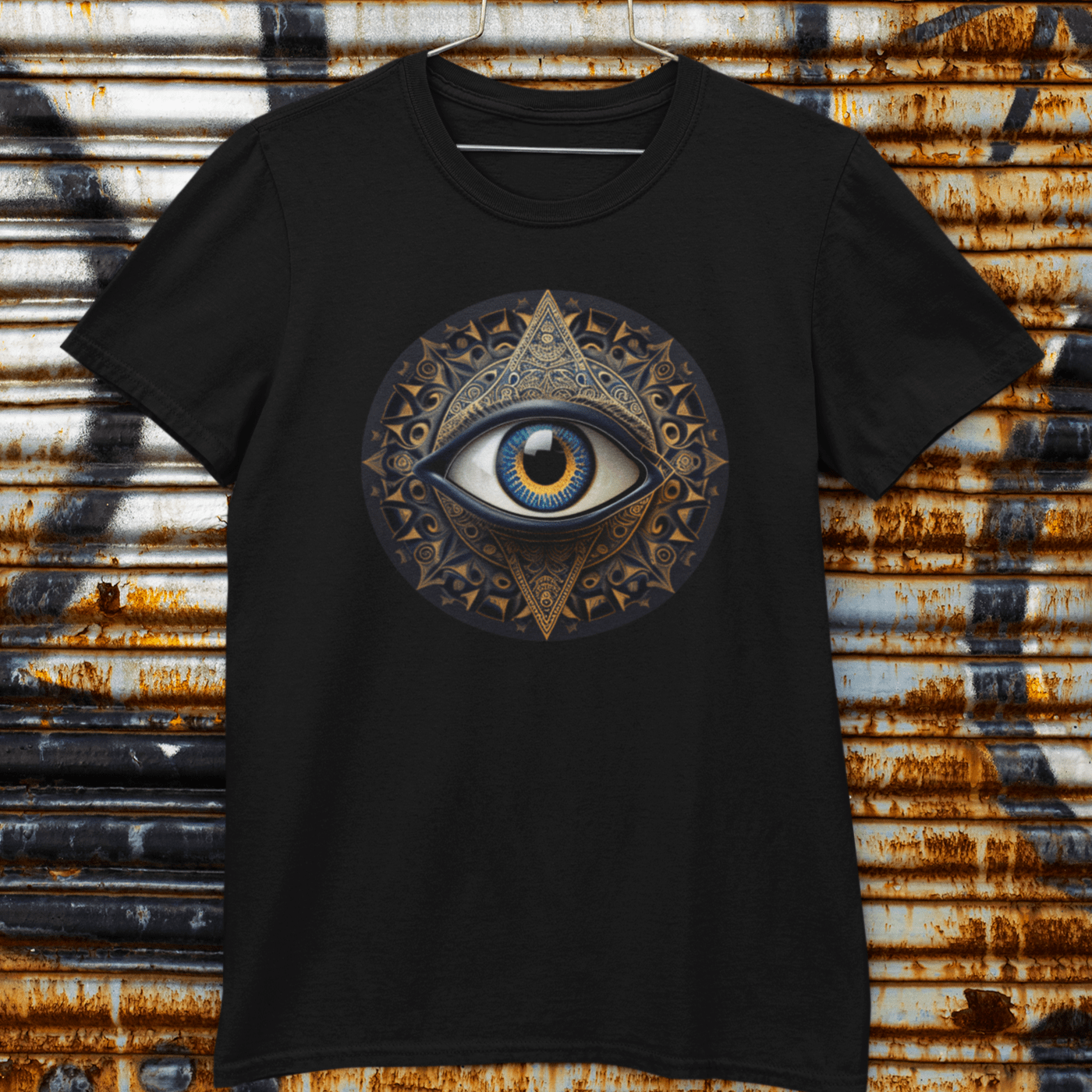 T-shirt with a third eye graphic.