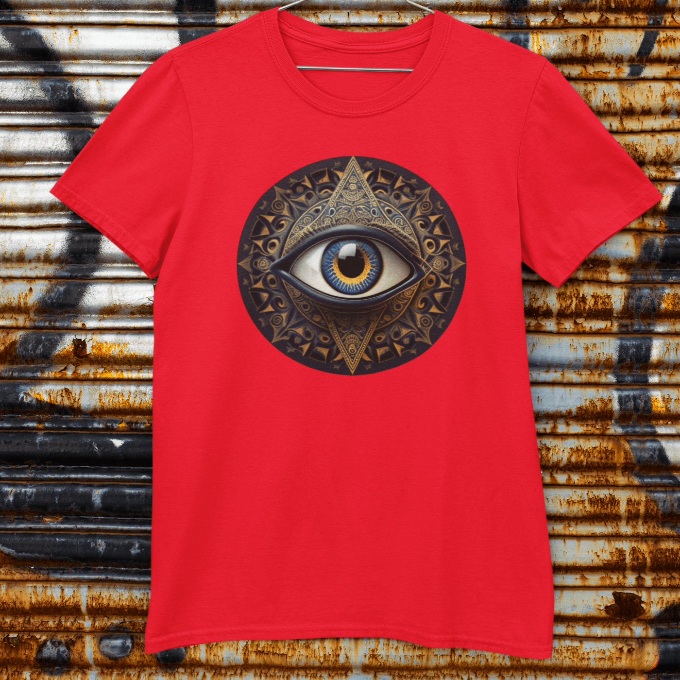 T-shirt with a third eye graphic.