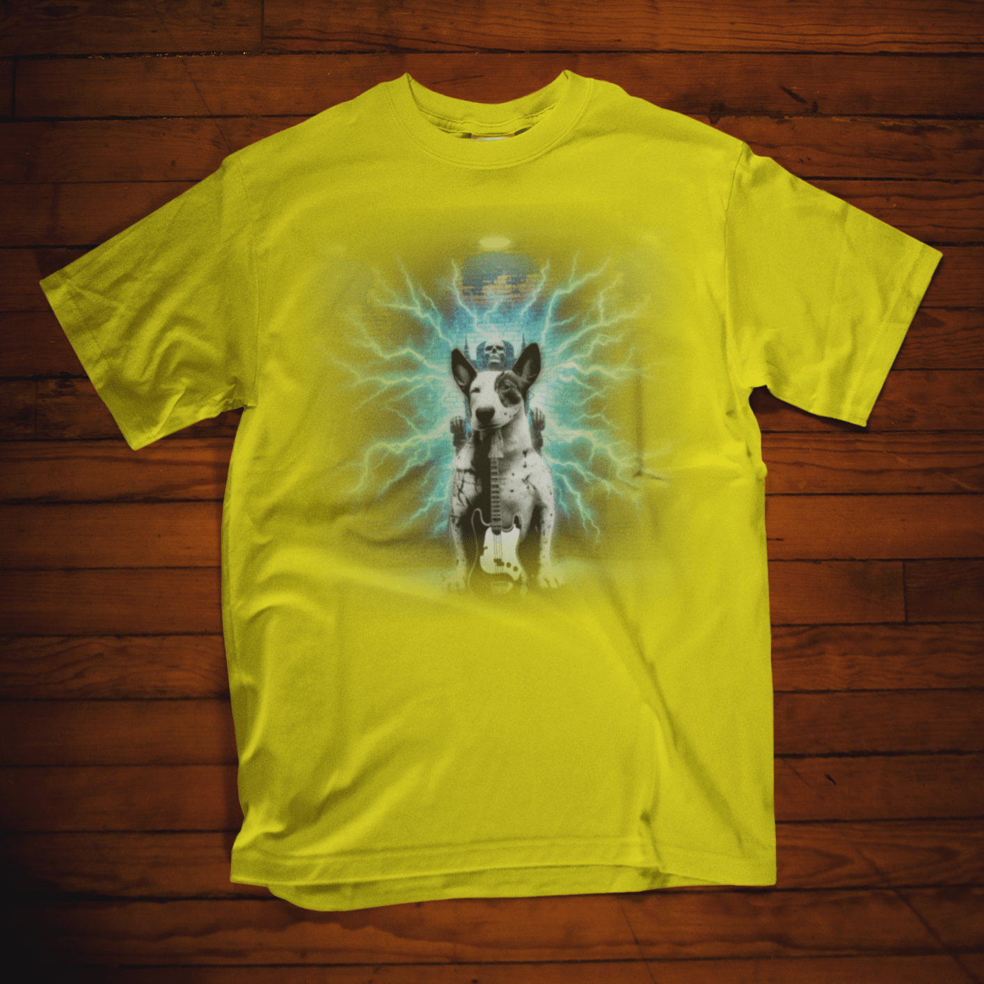 Graphic T-shirt featuring a Bull Terrier, with a bold and expressive design highlighting the unique features of the breed