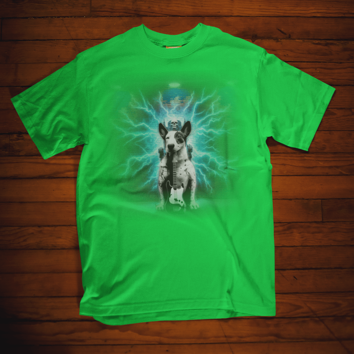 Graphic T-shirt featuring a Bull Terrier, with a bold and expressive design highlighting the unique features of the breed