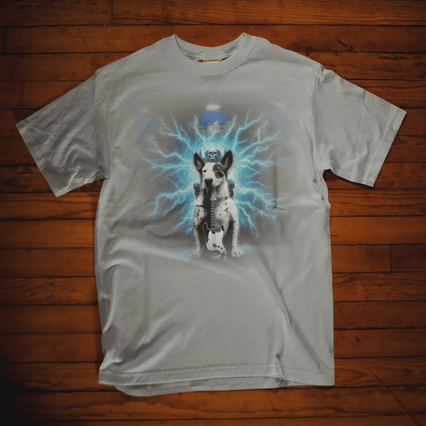 Graphic T-shirt featuring a Bull Terrier, with a bold and expressive design highlighting the unique features of the breed