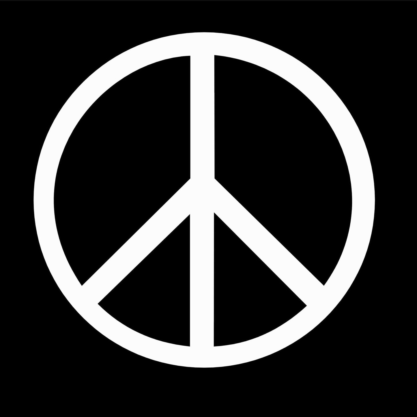 White peace symbol on a black background