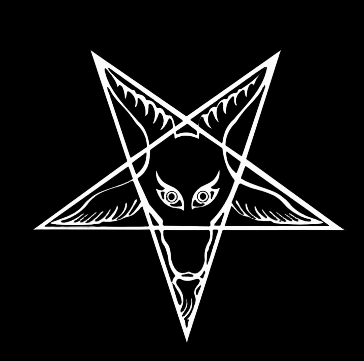 Baphomet symbol with a pentagram on a black background