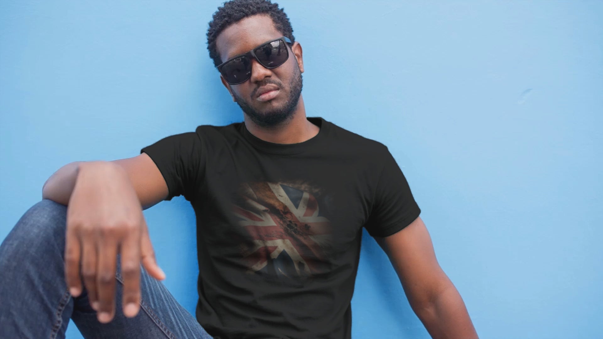 t-shirt with a distressed Union Jack design