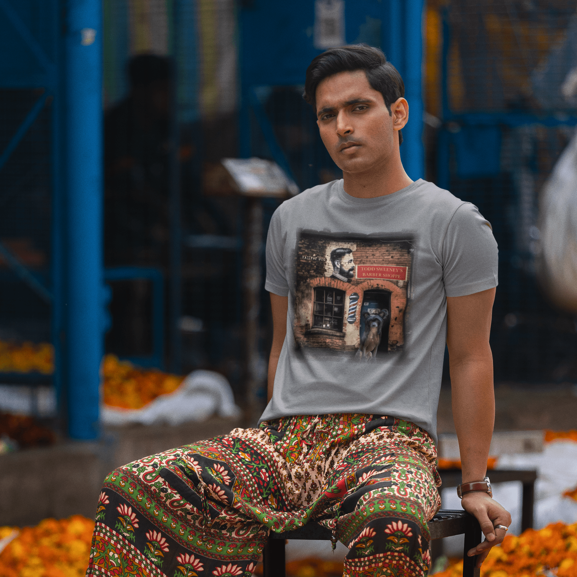 T-shirt with a graphic image of a Chinese Crested dog
