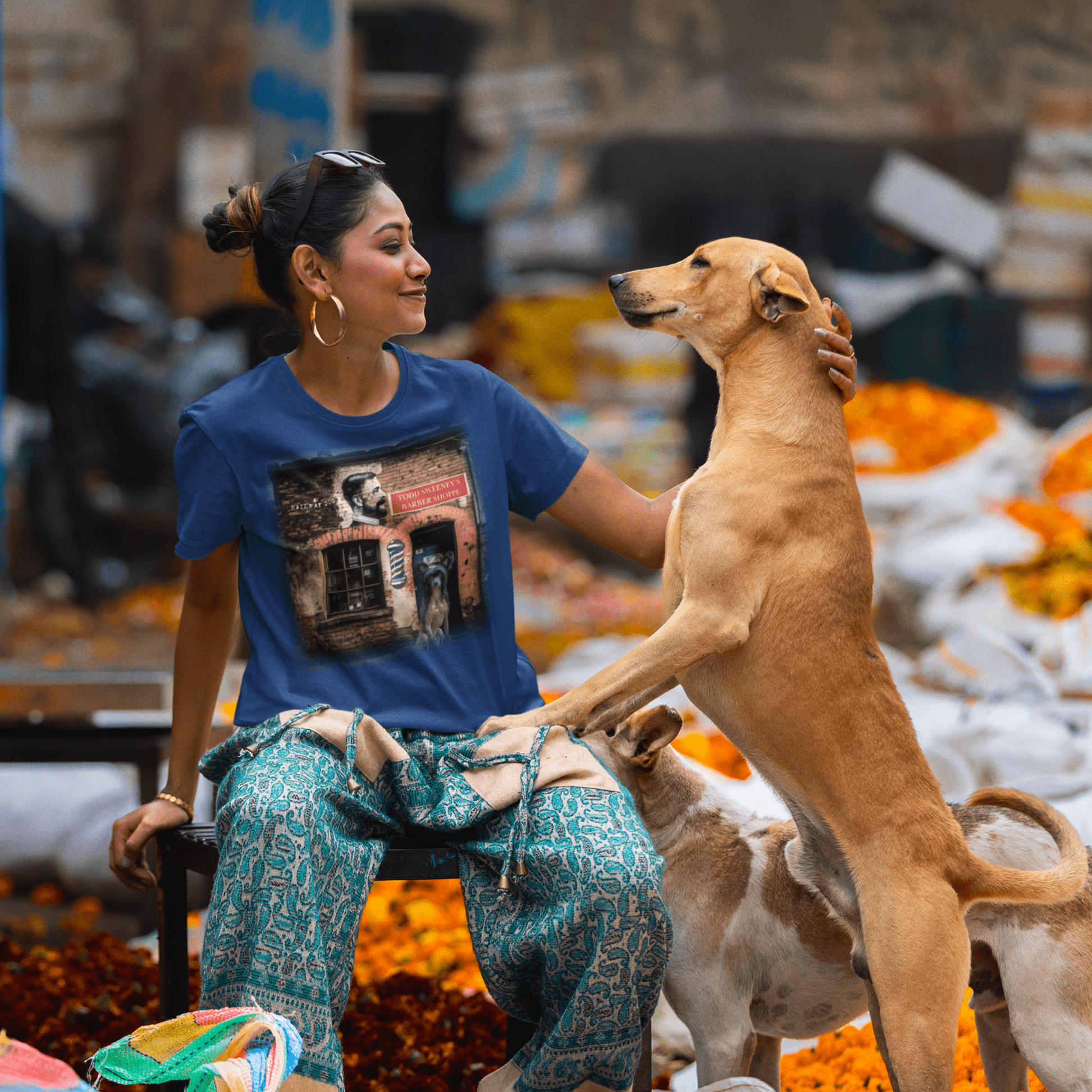 T-shirt with a graphic image of a Chinese Crested dog