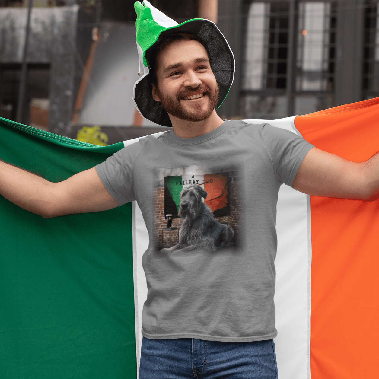T-shirt featuring a majestic Irish Wolfhound dog
