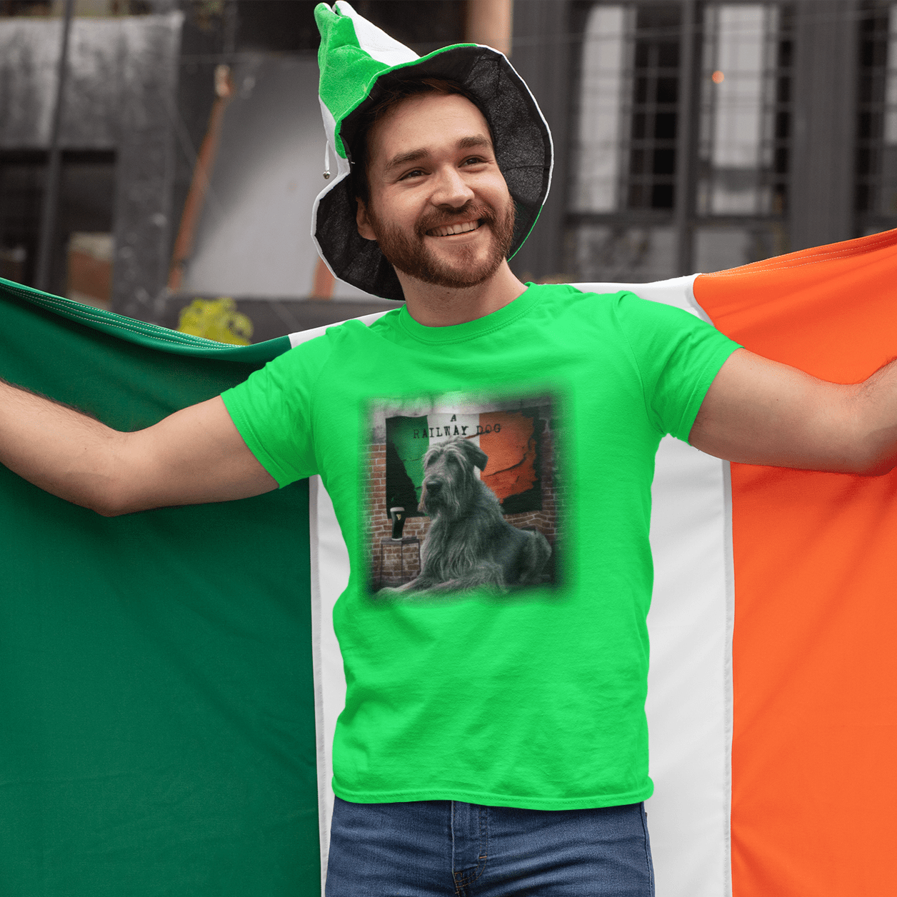 T-shirt featuring a majestic Irish Wolfhound dog