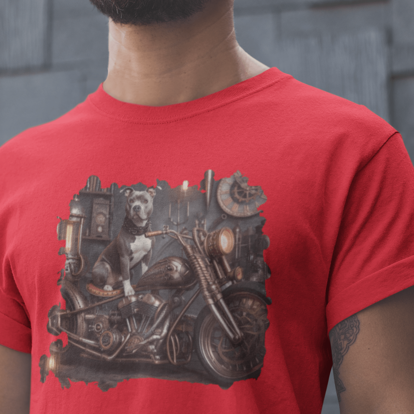 Steampunk Staffordshire Bull Terrier Custom Chopper T-Shirt