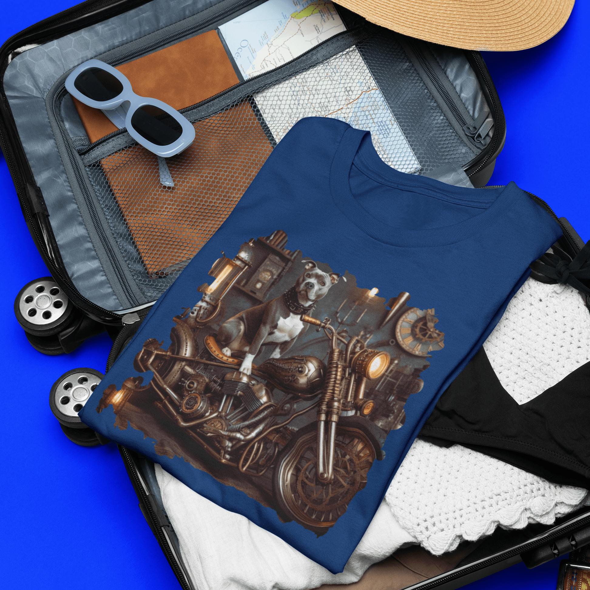 Steampunk Staffordshire Bull Terrier Custom Chopper T-Shirt