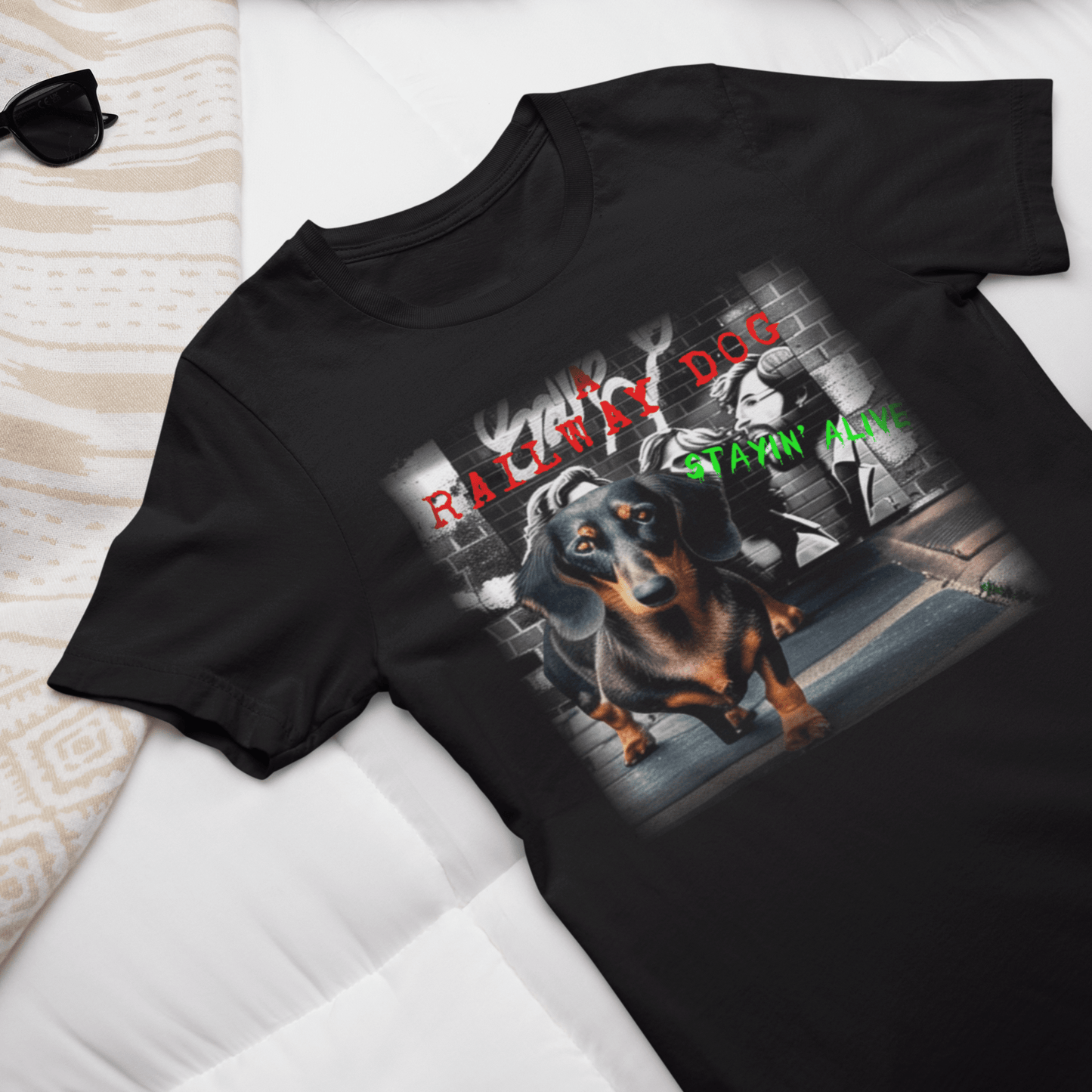 Graphic T-shirt featuring a Dachshund dog, with a charming and whimsical design capturing the breed's distinctive appearance and playful personality