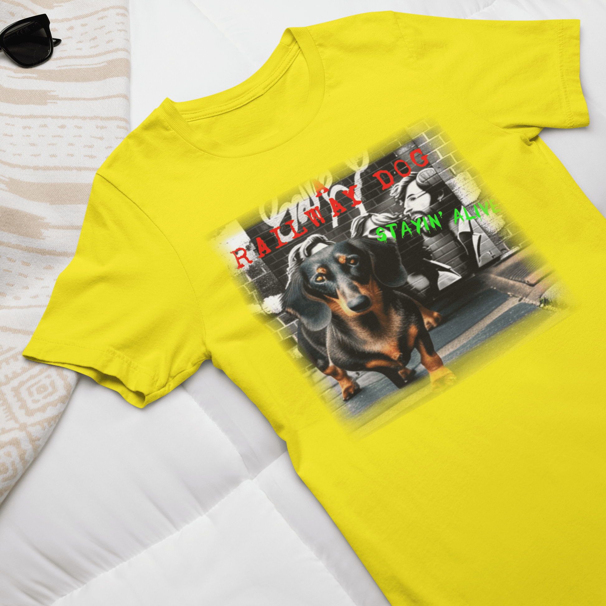 Graphic T-shirt featuring a Dachshund dog, with a charming and whimsical design capturing the breed's distinctive appearance and playful personality