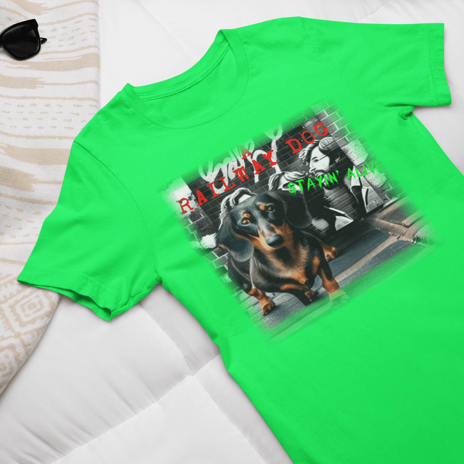 Graphic T-shirt featuring a Dachshund dog, with a charming and whimsical design capturing the breed's distinctive appearance and playful personality