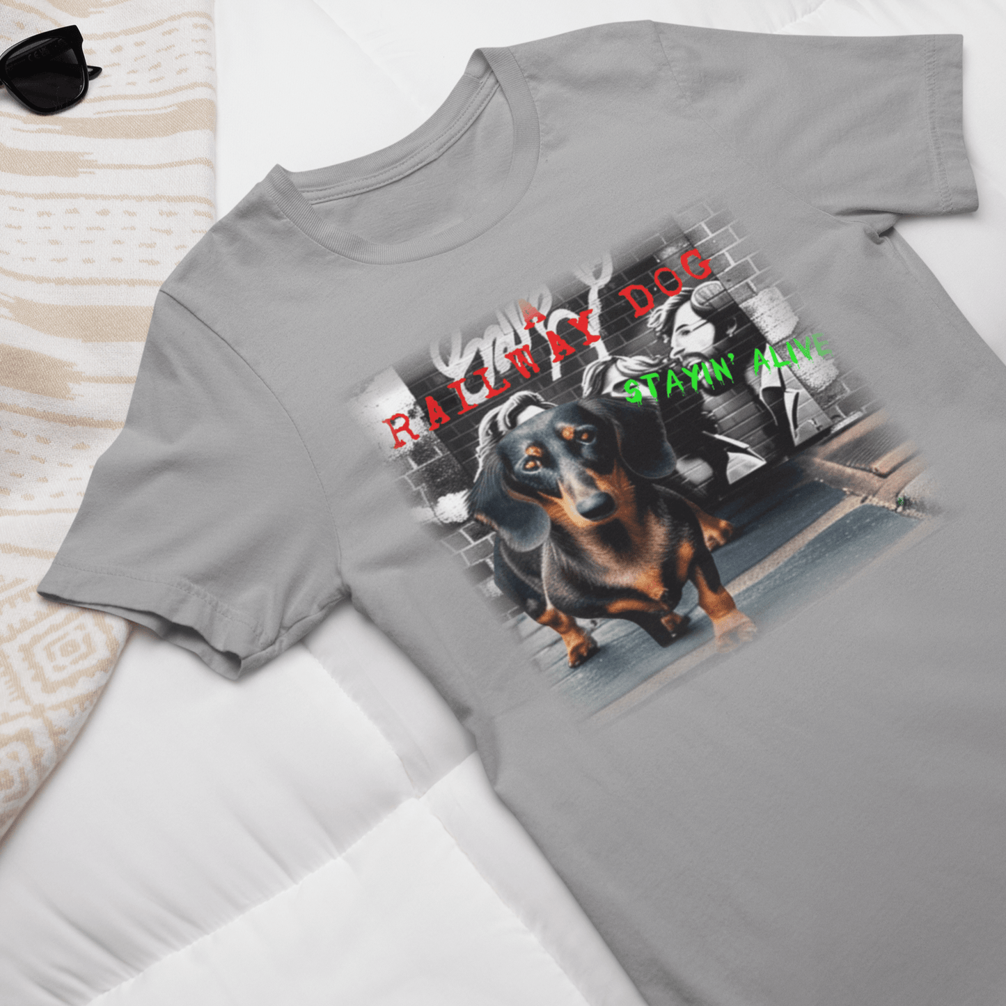 Graphic T-shirt featuring a Dachshund dog, with a charming and whimsical design capturing the breed's distinctive appearance and playful personality