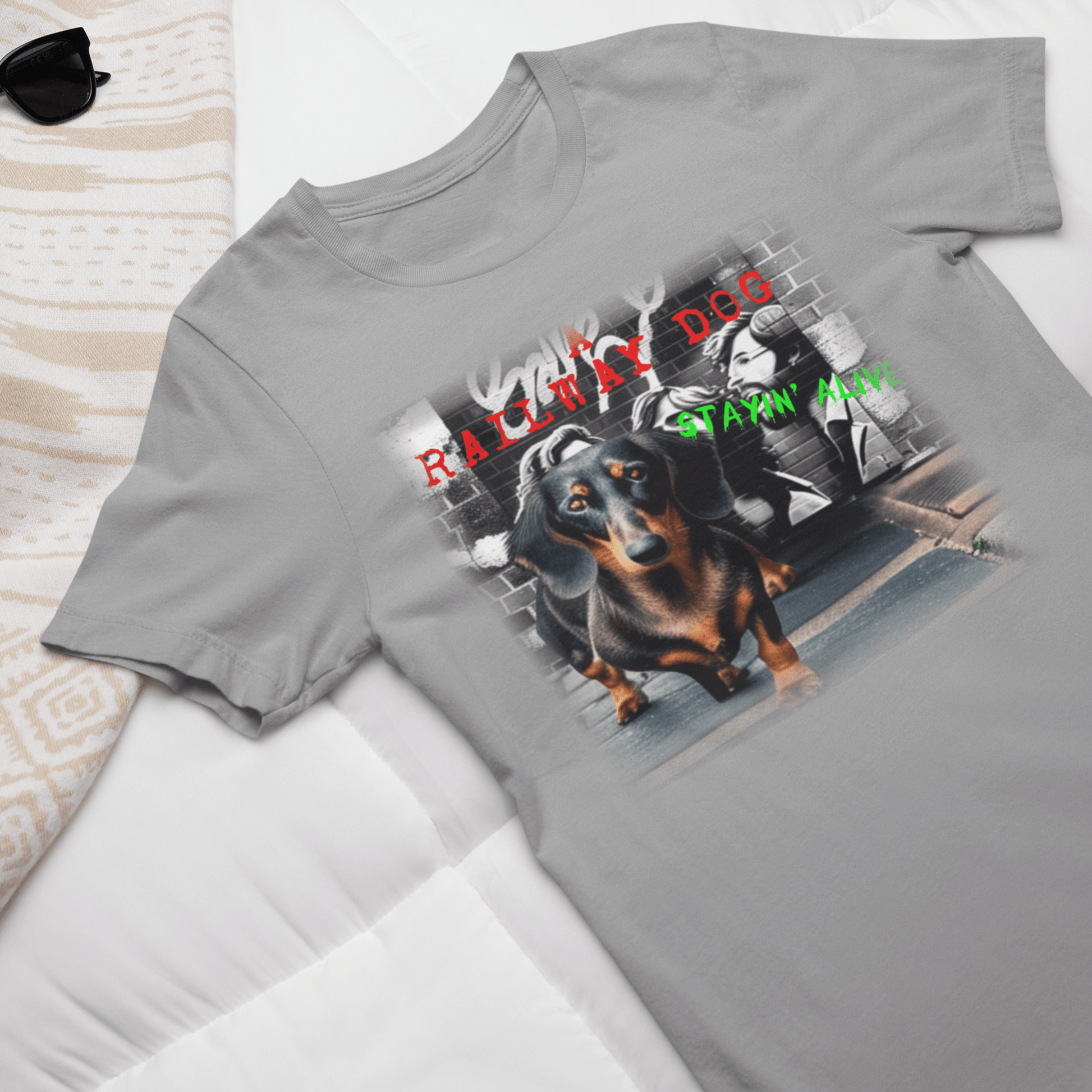 Graphic T-shirt featuring a Dachshund dog, with a charming and whimsical design capturing the breed's distinctive appearance and playful personality