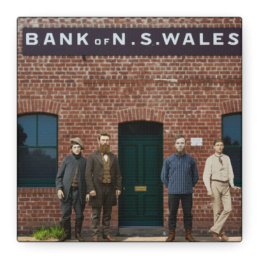 The Kelly Gang at Jerilderie: 1879 Bank Robbery – Historical Australian Bushranger Canvas Wall Art - That Should Be on a T-Shirt