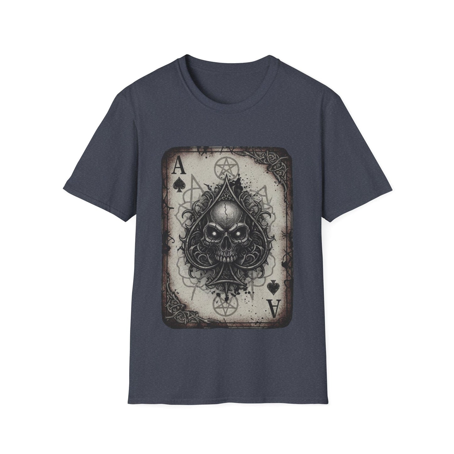 Dark Occult Ace of Spades Skull T-Shirt - Gothic Horror Playing Card Graphic Tee