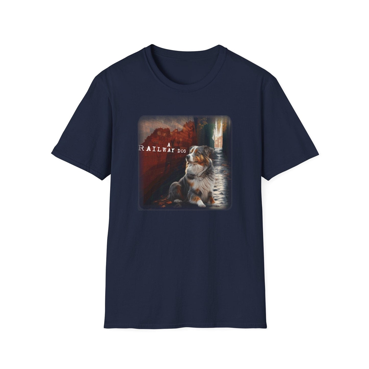 A Railway Dog Premium Graphic T-Shirt - Australian Shepherd Art Tee - That Should Be on a T-Shirt