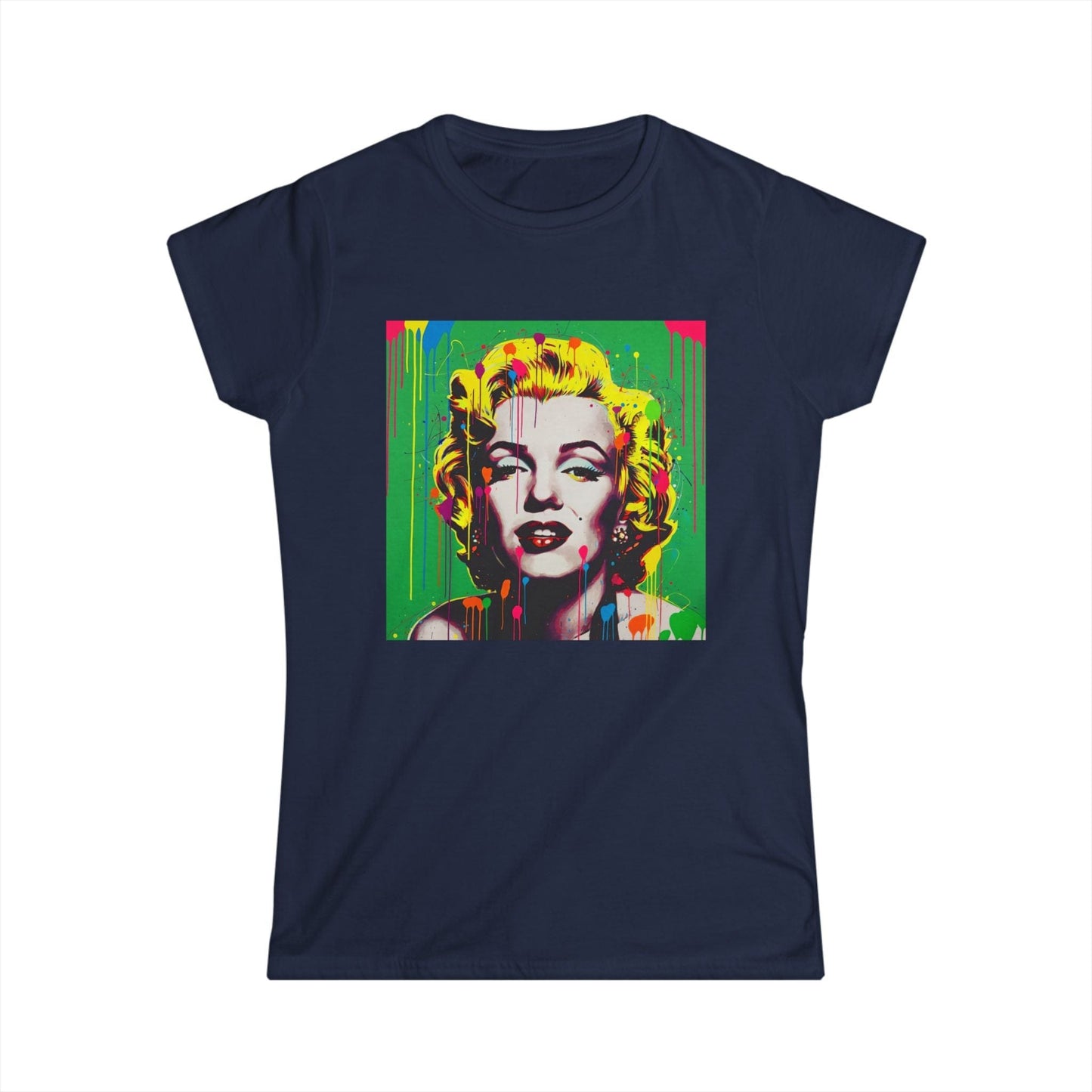 Marilyn Pop Art Drip Tee – Vibrant Neon Portrait Women’s T-Shirt