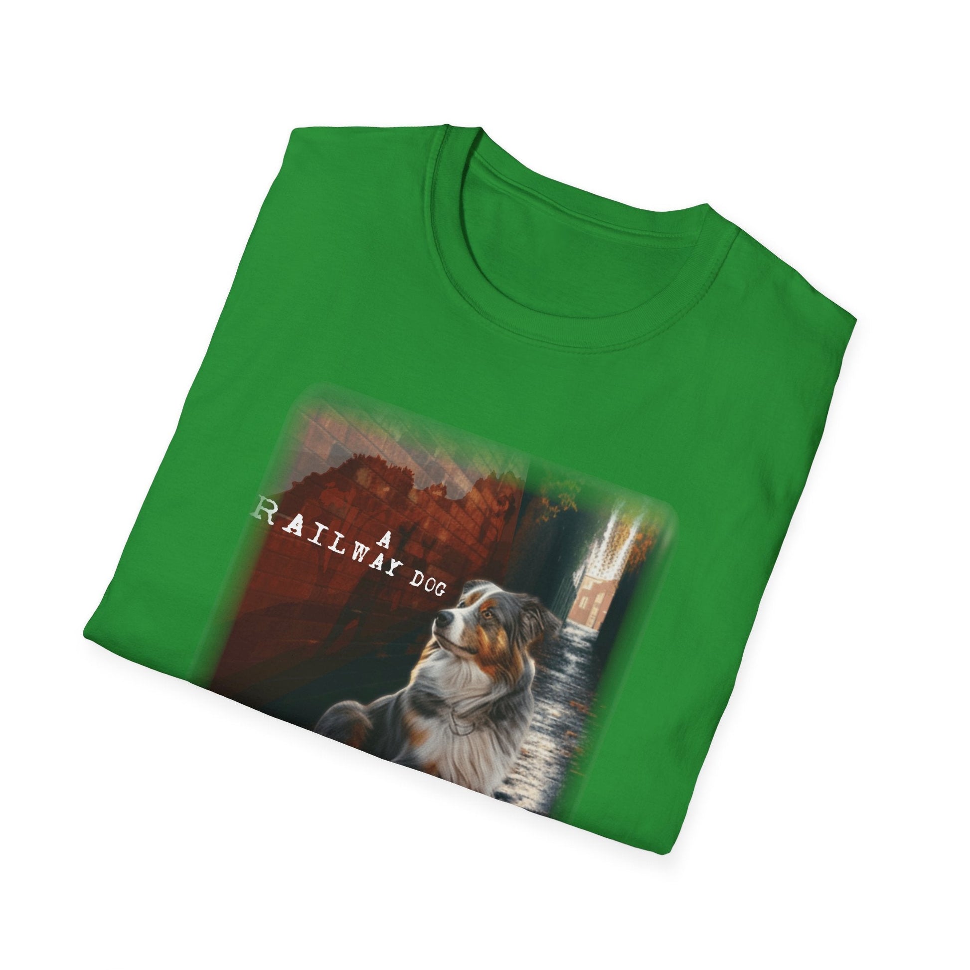 A Railway Dog Premium Graphic T-Shirt - Australian Shepherd Art Tee - That Should Be on a T-Shirt